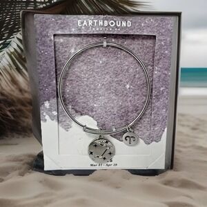 Earthbound Bracelet Bangle Aries Zodiac Sign Adjustable Bracelet w/ Rhinestones